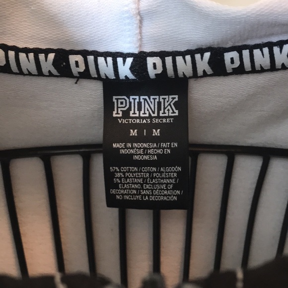 PINK Victoria’s Secret White Gray & Black Zippered Hoodie - Picture 6 of 8